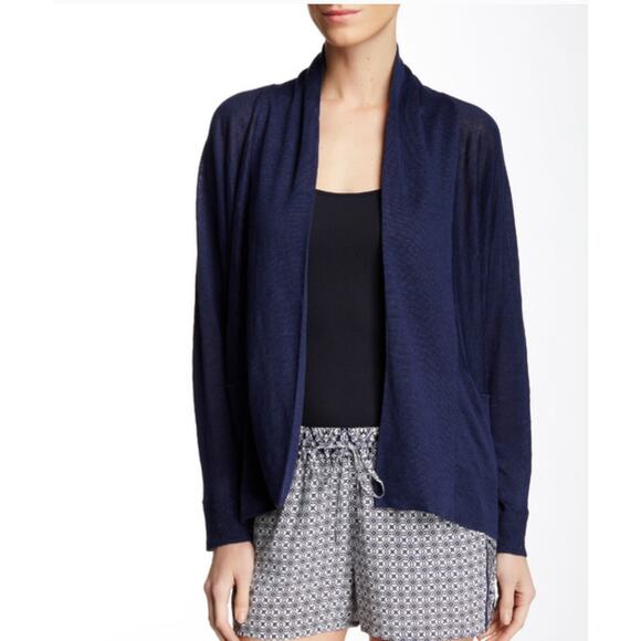 Joie Sweaters - Joie Cardigan Womens Large Blue Knit Marlis Open Front Sweater Linen